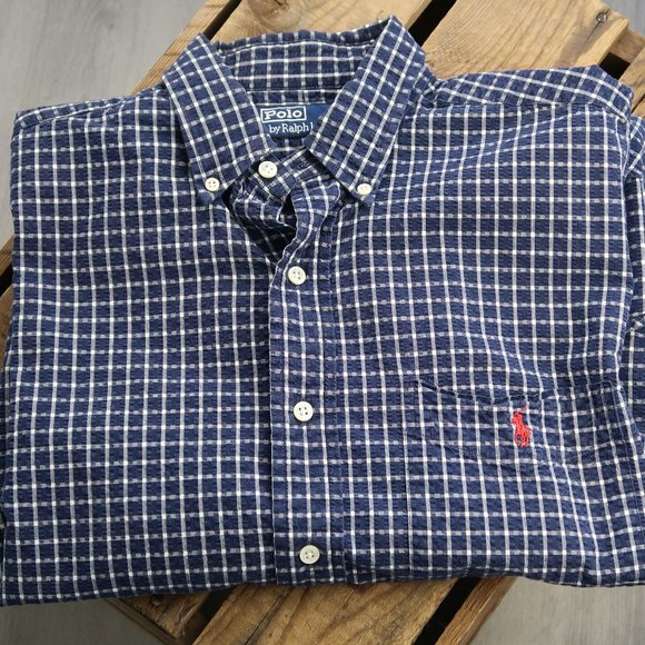 Polo Ralph Lauren Other - Gingham Seersucker Size Medium Short Sleeve Shirt Vintage Polo Ralph Lauren